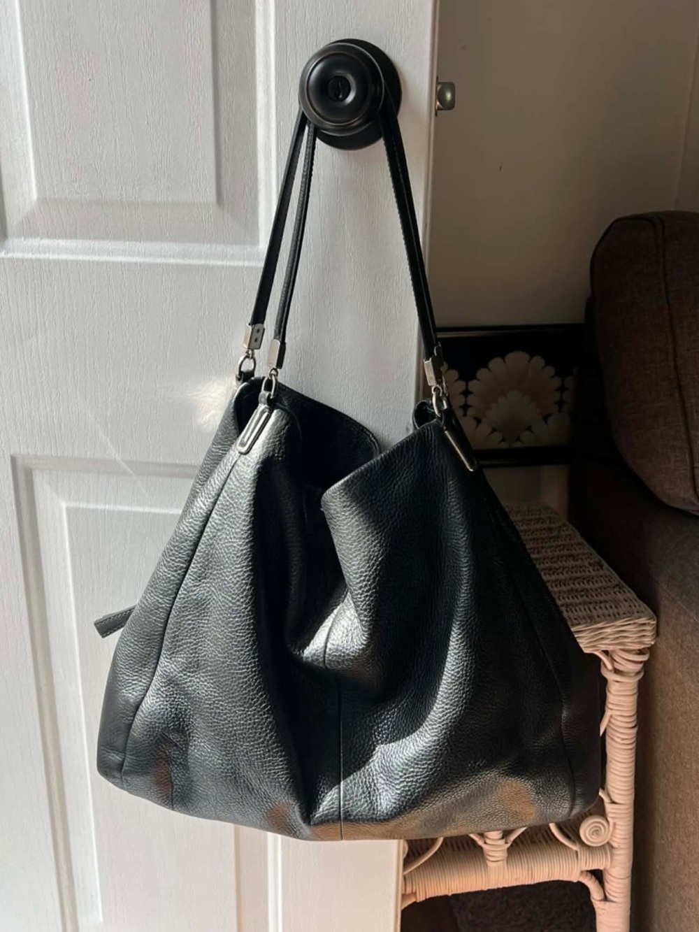Coach Black Pebbled Leather Hobo Shoulder Bag